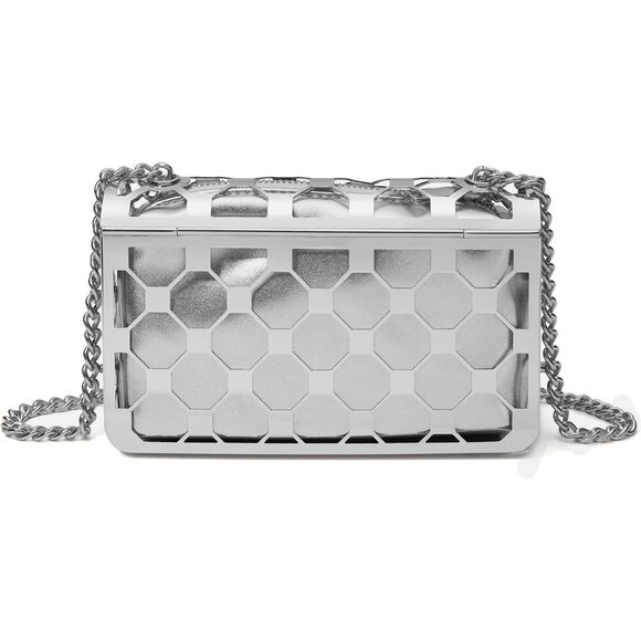 ⚡Women\'s Evening Elegant Exquisite Metal Hollow Clutch Silver Crossbody Handbag